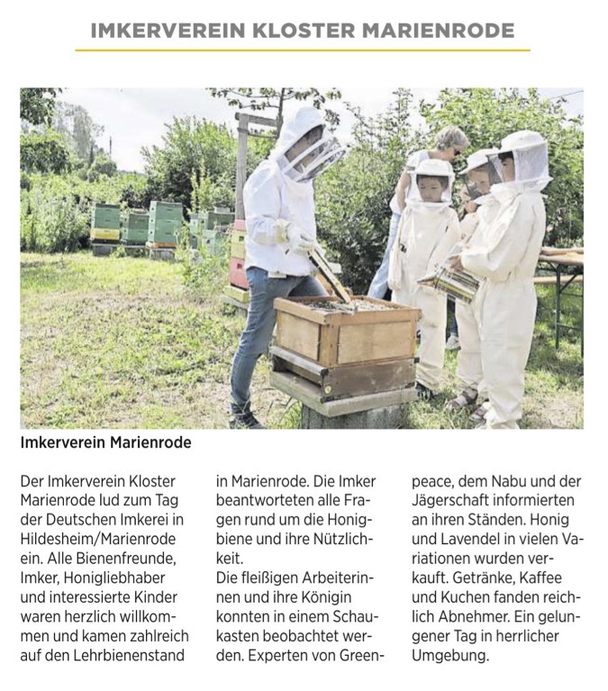 Bericht über den Tag der deutschen Imkerei in der Rubrik "Aktiv in der Region". Jüngste Imker stehen vor einer geöffneten Bienenwohnung.